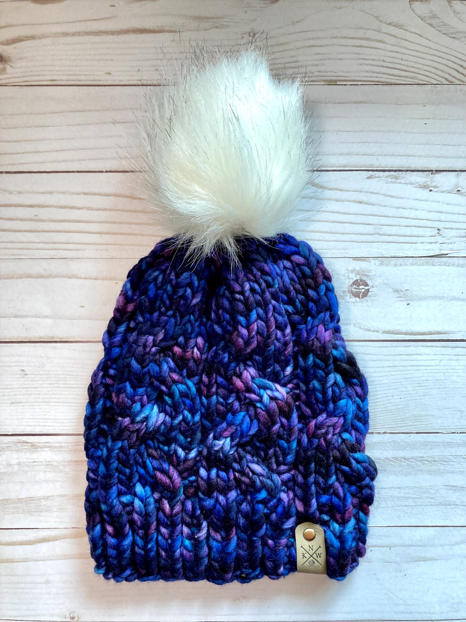 Purple and Blue Braided Cable Beanie - Image 7